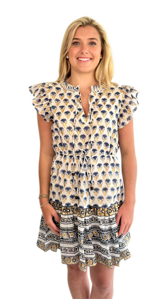 Oliphant Navy Lotus Dress