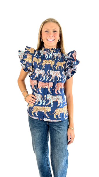 Oliphant Raj Pintuck Ruffle Top