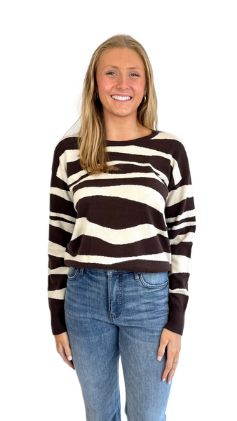 J Society Chocolate Zebra Sweater