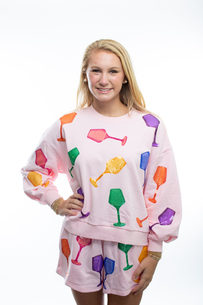 Queen of Sparkles Light Pink Glass Sweatshirt