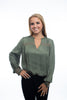 Current Air Green Melanie Blouse