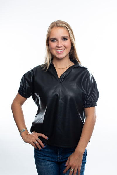 THML Black Leather Top