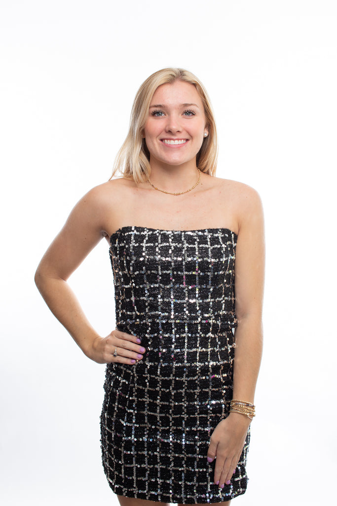 ASTR Sequin Carmen Dress