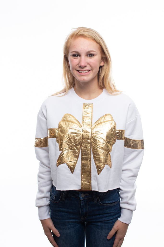 Queen of Sparkles Metallic Bow Sweatshirt