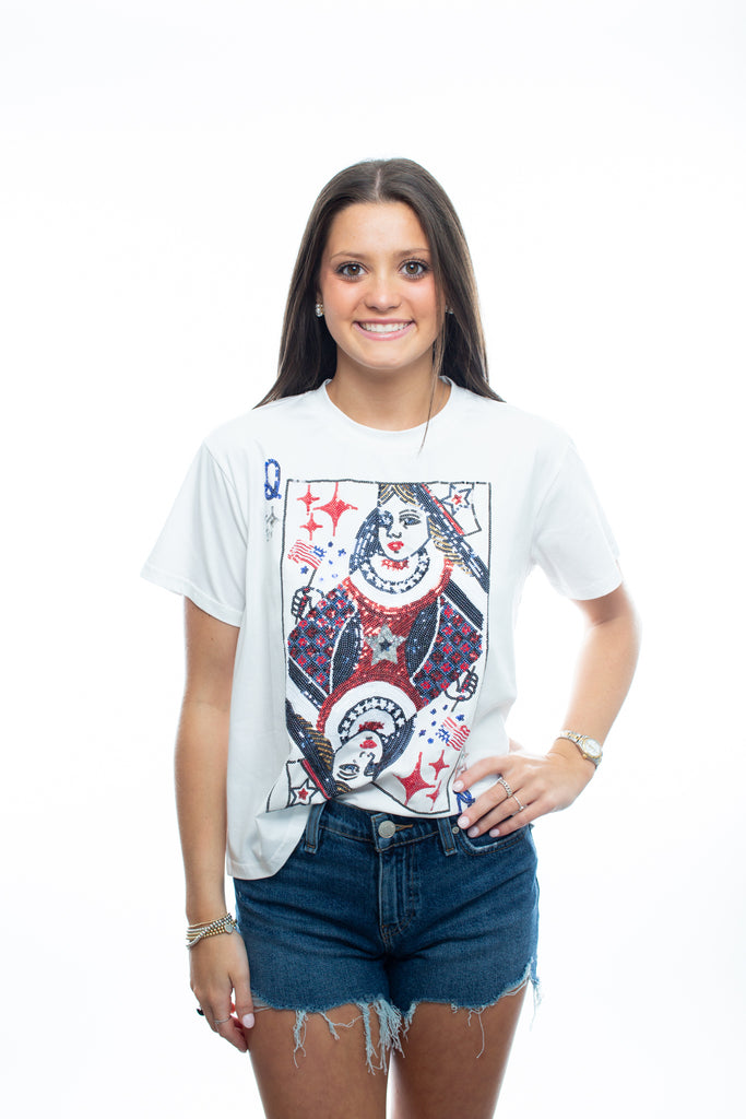 Queen of Sparkles USA Card Tee