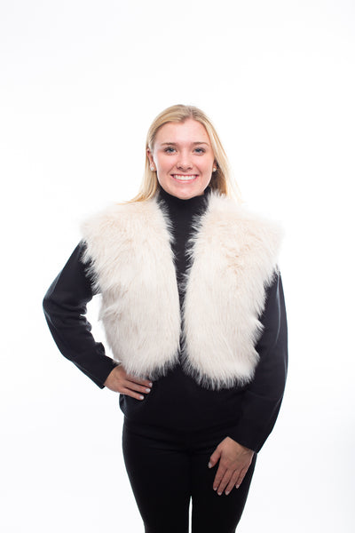 Do + Be Ecru Faux Fur Vest