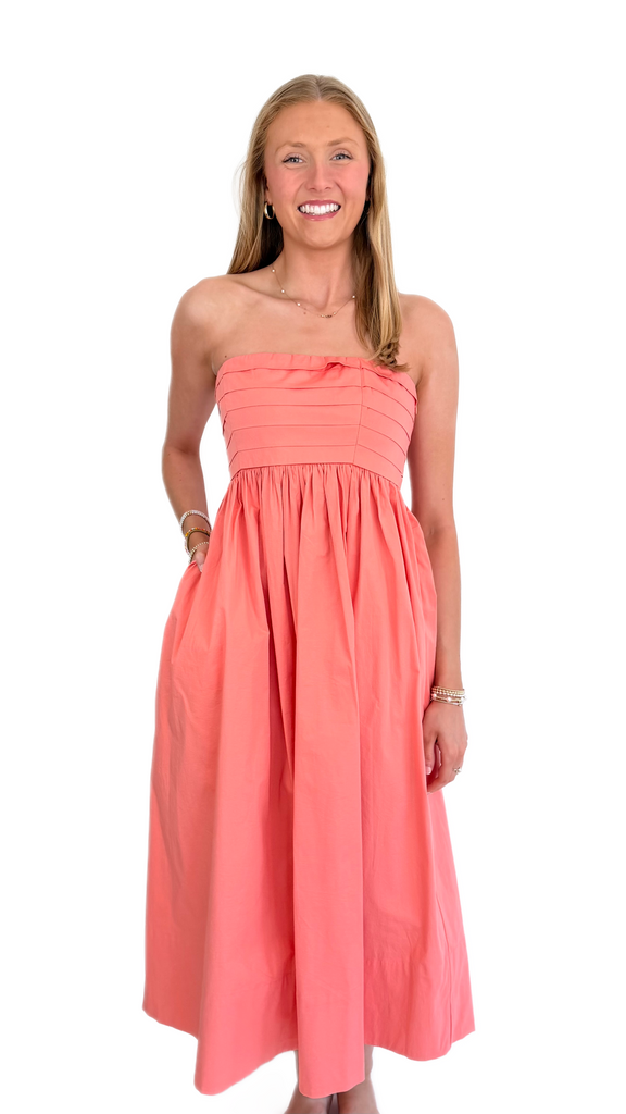 Shore Coral Madeline Midi Dress