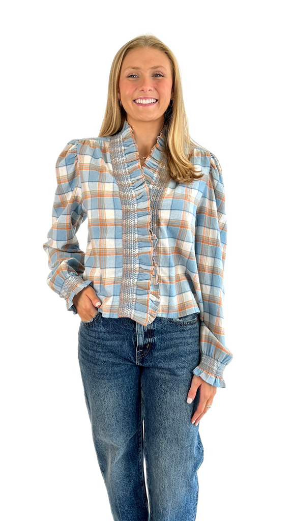 Love the Label Wind Chime Plaid Top