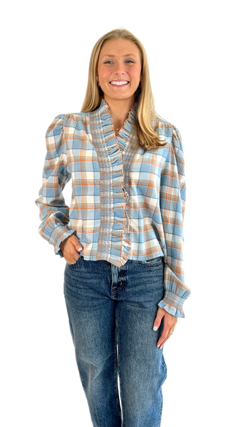 Love the Label Wind Chime Plaid Top