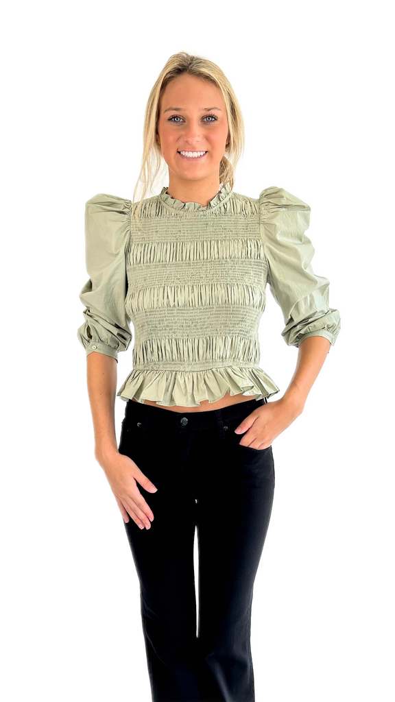 Endless Rose Sage Smocked Blouse