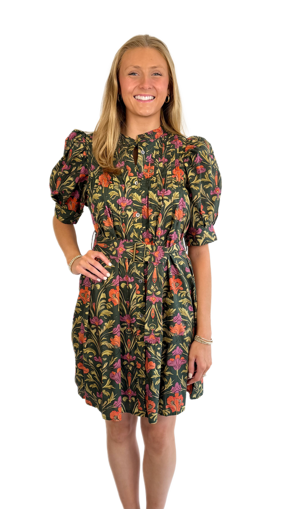 Entro Olive Fall Floral Dress