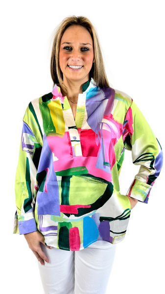 Sincerely Ours Abstract Iris Blouse