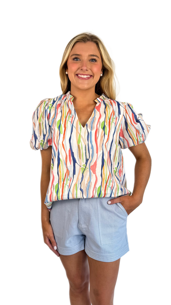 Willa Story Abstract Coral Mia Top