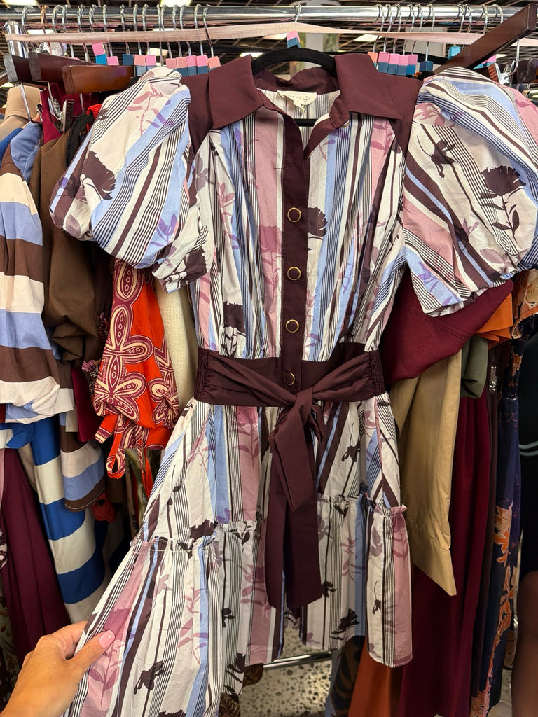 Terry Short Sleeve Stripe Dress