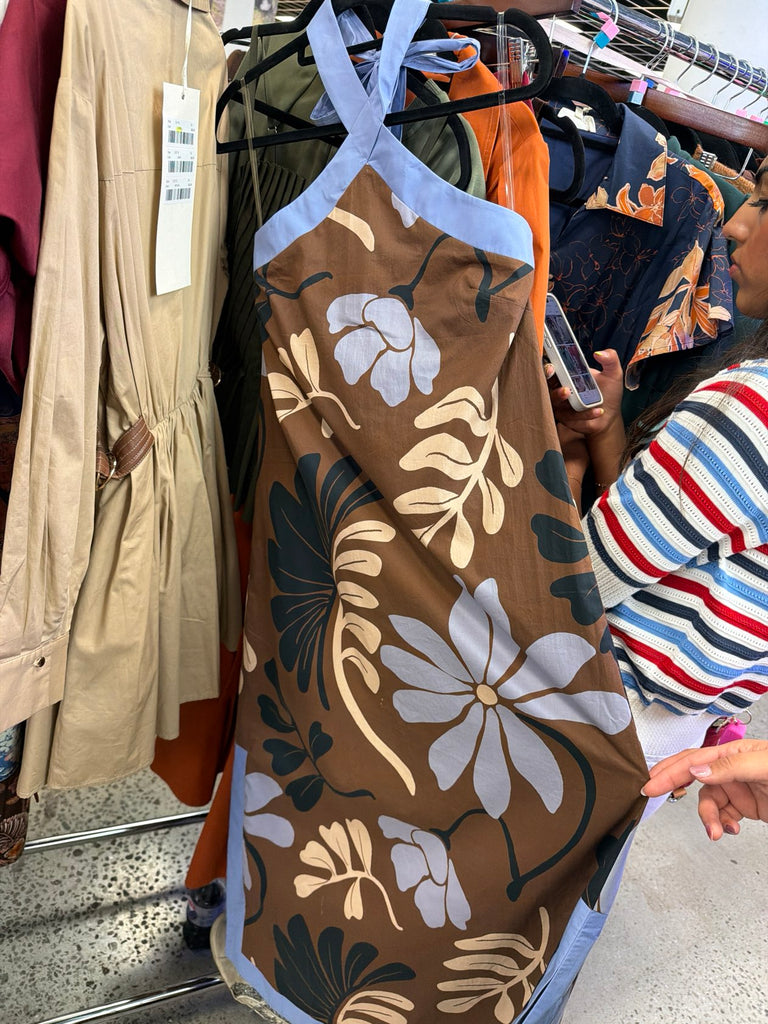 Becky Floral Halter in Brown/Blue