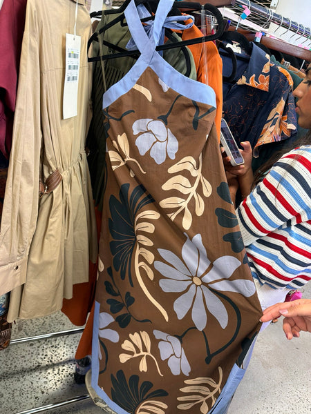 Becky Floral Halter in Brown/Blue