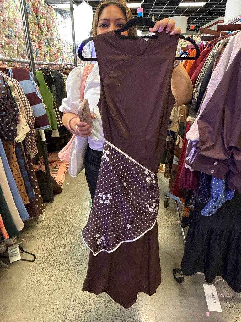 Bessie Brown Dress with Scarf