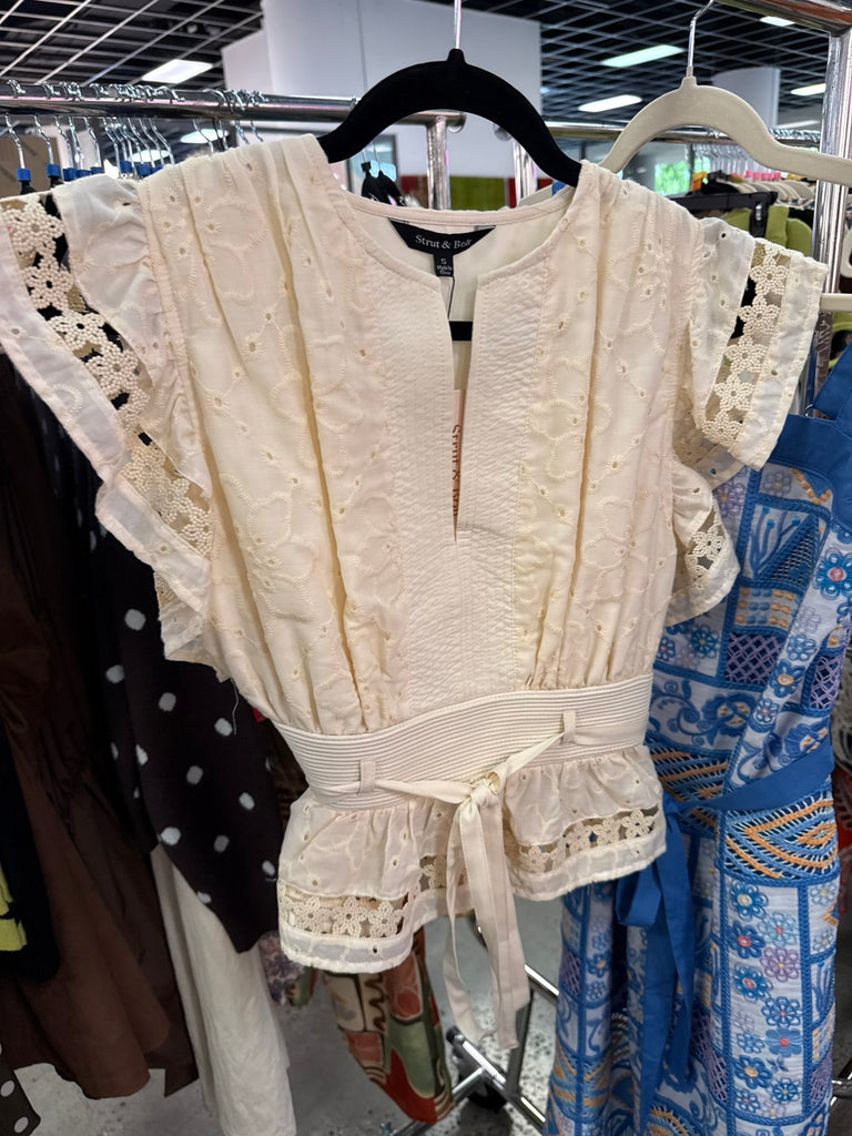 Strut & Bolt Eyelet Flutter Sleeve Top